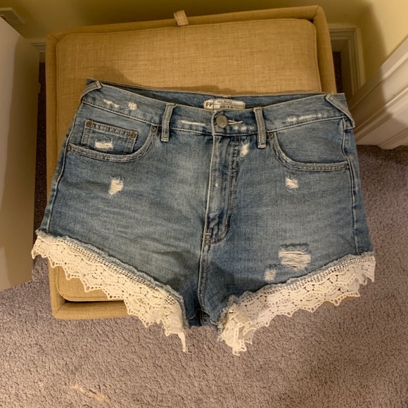 Free People Pants - Free People Jean shorts with lace